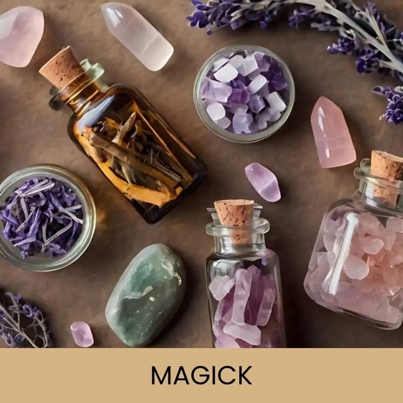 Magick Chakra krystalsæt med 7 sten til balance og energi: rød jaspis, karneol, citrin, grøn & blå aventurin, ametyst og hvid agat